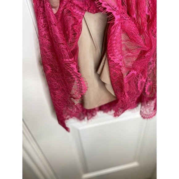 Three Floor Mini Dress Hot Pink Fuschia Lace Open Back Size 12‎ - Picture 13 of 13
